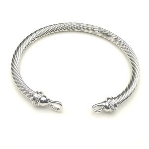 David Yurman Cable Buckle Bracelet Sterling Silver with Pavé Diamond Accents
